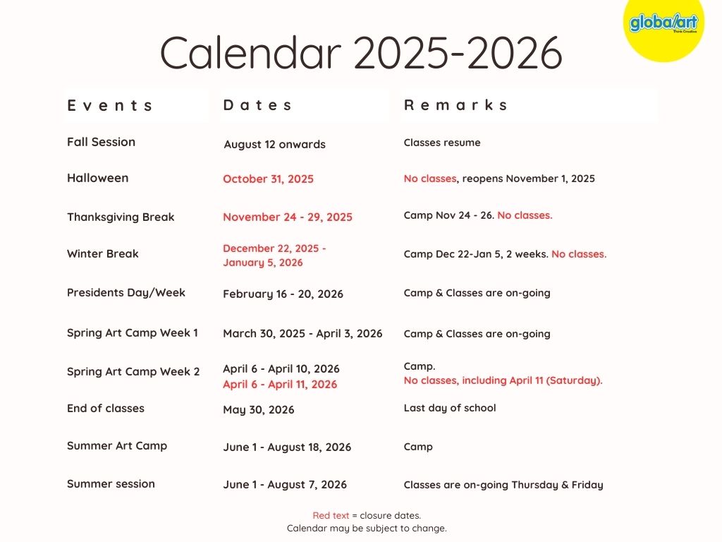 martin luther king art camp, presidents day art camp, spring art camp, thanksgiving camp, winter camp, veterans day camp, summer art camp