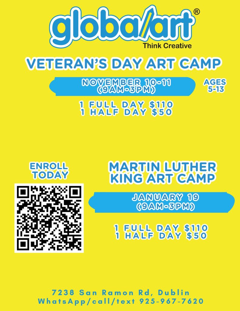 veteran's day art camp dublin, veteran's day art camp san ramon, veteran's day art camp pleasanton, veteran's day art camp livermore, veteran's day art camp danville