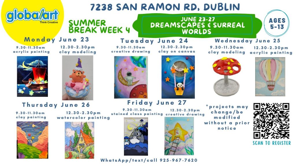 Global Art Dublin projects schedule Week 4 June 23-27