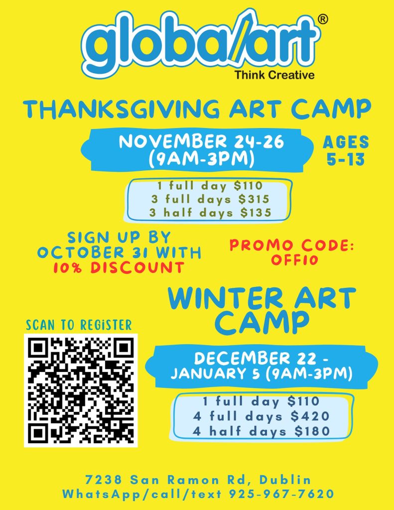 art camp for kids, thanksgiving art camp, winter art camp, art activities during holidays, art activity during school breaks