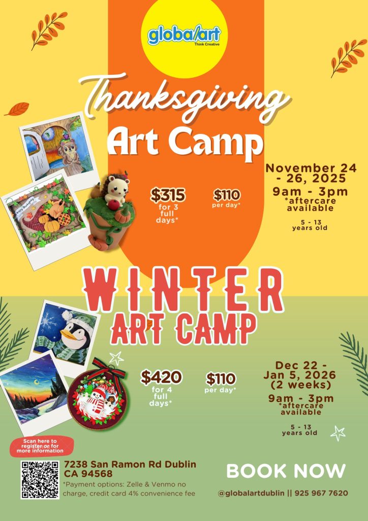 art camp for kids, thanksgiving art camp, winter art camp, art activities during holidays, art activity during school breaks